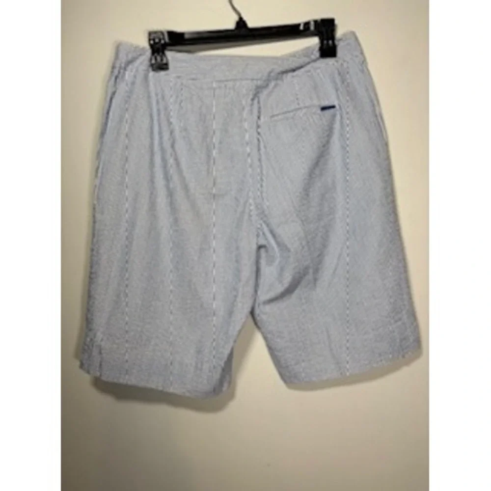 ST. AUMONT Seersucker Bermuda Golf Shorts‎ Size 8 Blue White Preppy Cotton
